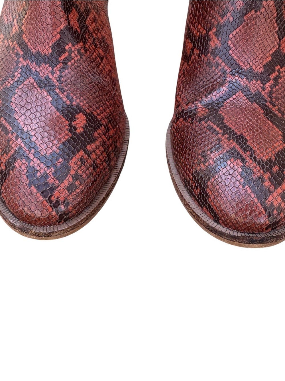 Madewell Snake Embossed Leather Ankle Boots Size 8 - Picture 5 of 16